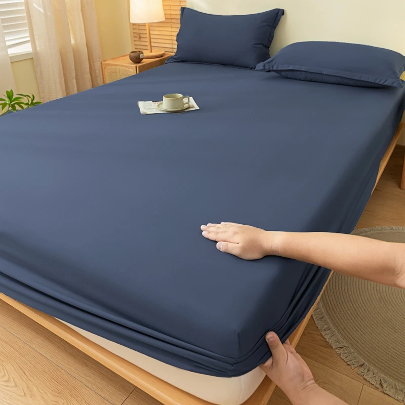 WASART Elastic Fitted Sheet Mattress Protector Solid Color Queen King Size Bed Cover Hypoallergenic Breathable Bedsheet 150x200