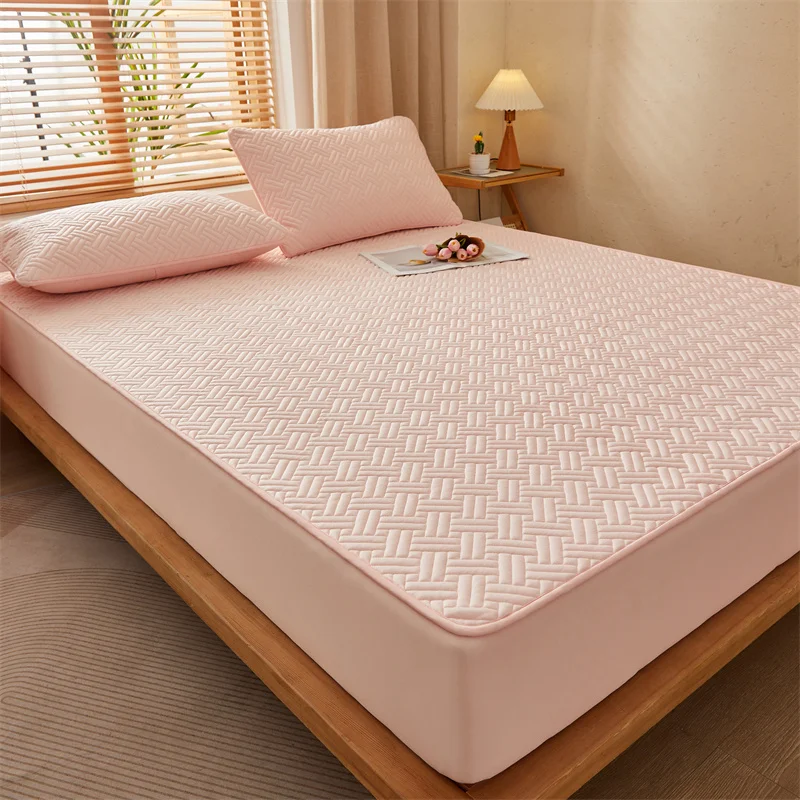 3pcs/set Quilted Mattress Cover Cotton Soft Anti-bacterial Breathable Bed Pad Mat Mattress Protector Toper Cover with Pillowcase