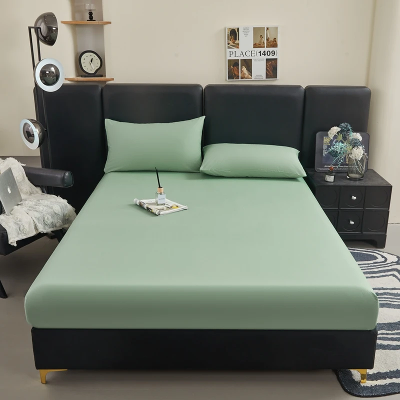 WASART Cotton bed sheet elastic fitted sheet mattress protector cover couple bed linen 180x200 luxury bedding queen king size