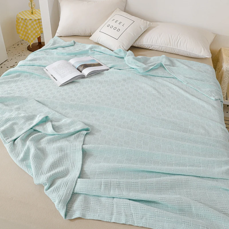 Noridc Knitted Throw Blanket 100% Cotton New Blankets Luxury Bed Sofa Couch Oversized Bedspread Cover Lightweight Plaid Blankets