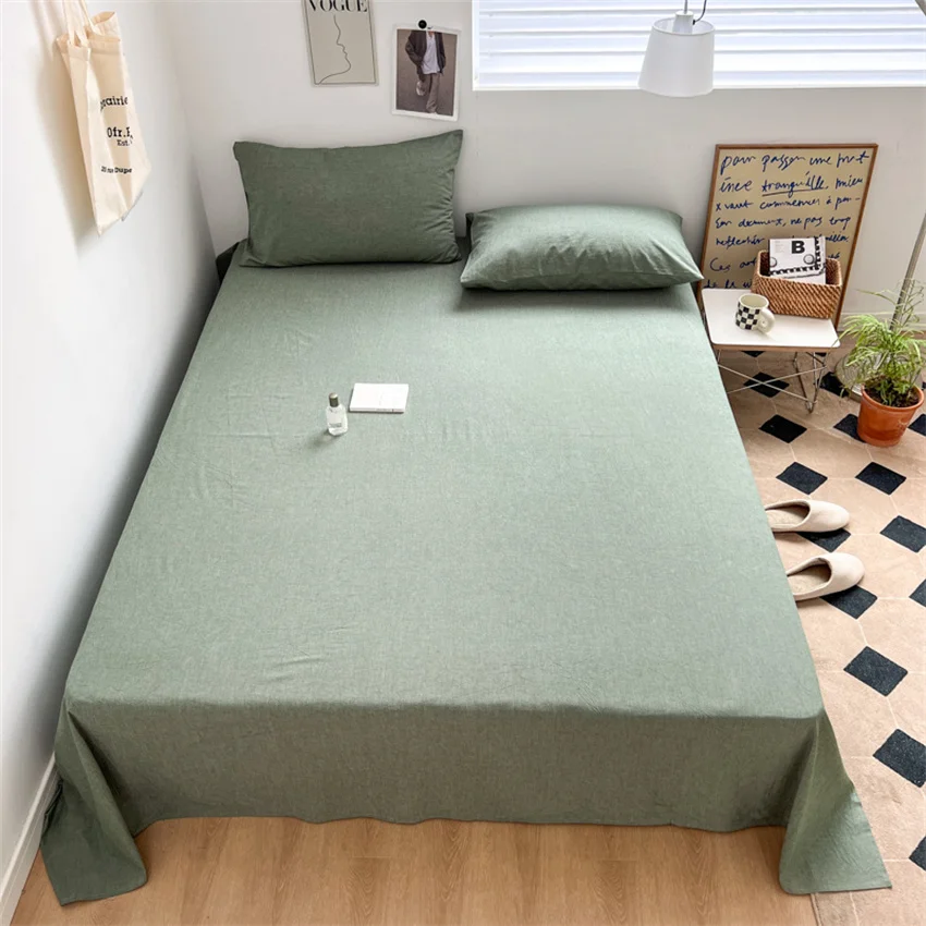 100% Pure Cotton Bedsheet 1pc Flat Sheets Nordic Grid Pattern Bed Sheet Soft Comfort Home Textile Without Pillowcase Multi-Size