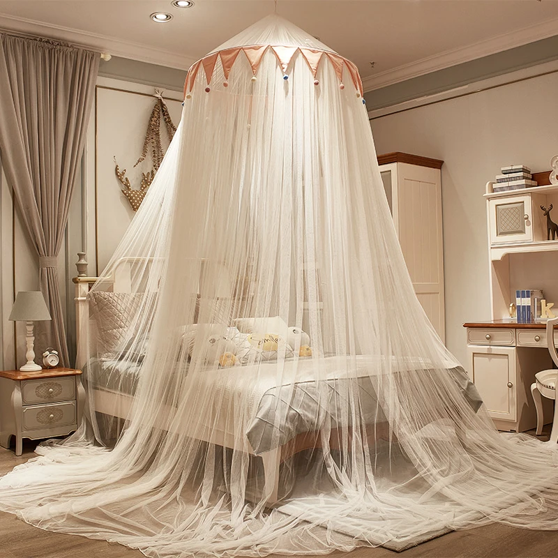 Battilo Bed Canopy Bed Curtain Mosquito Net Anti-mosquito Round Dome Hanging Indoor Castle Play Tent Kid Room Canopy for Big Bed