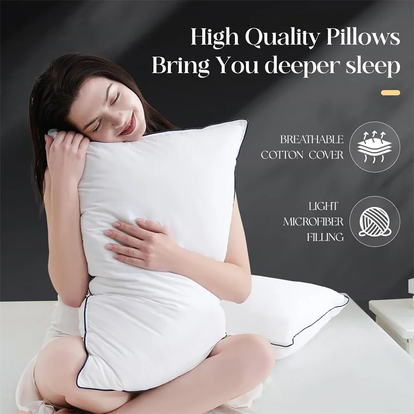 95% Goose Down Pillow with 5% Elastic Fiber Soft Pure Cotton Pillow Cover Rectangle Bedroom Sleep Pillows 5 Star Hotel Pillow
