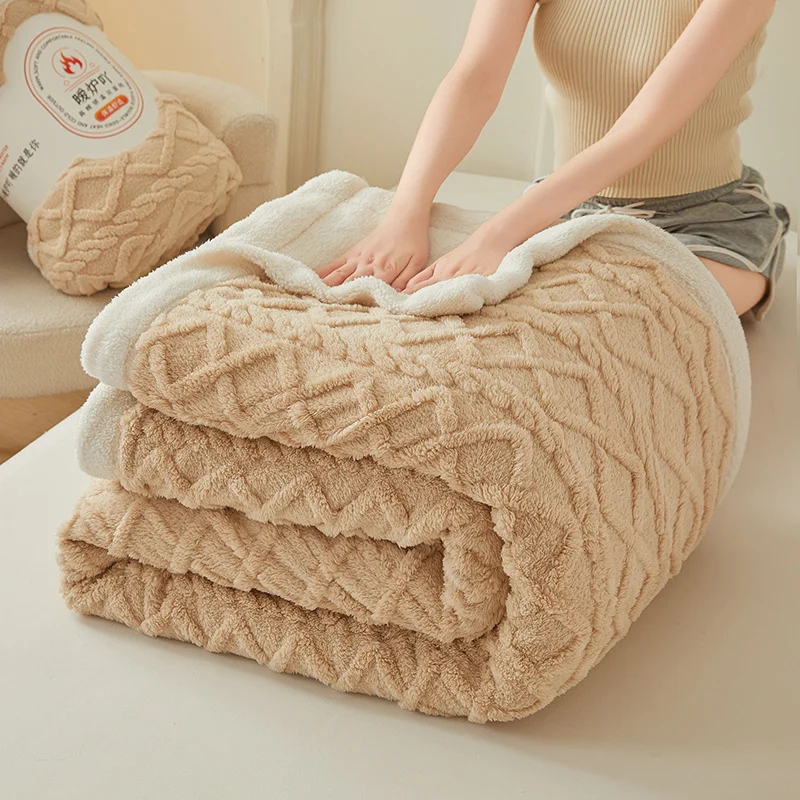 Premium Sherpa Double Layer Blanket Soft Reversible Fleece Warm Thick Throw Blanket for Bed, Couch Cozy All-Season Home Decor