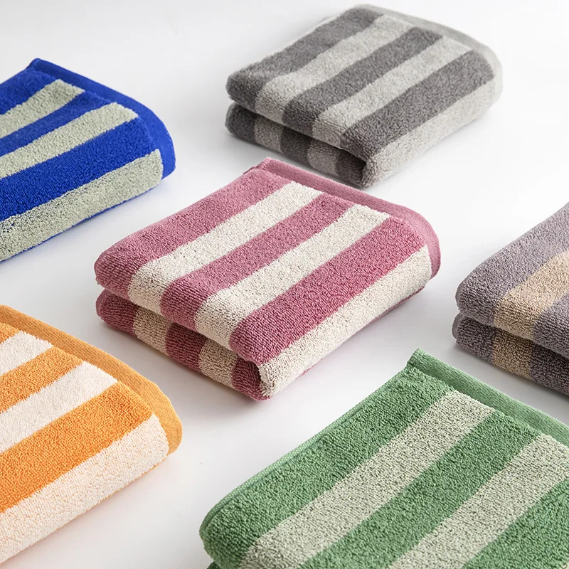 Battilo Plaid Cotton Bath Towels Set Soft Absorbent Daily Cleansing Face Hand Towel Set Patterned Lightweight Towel for Bathroom