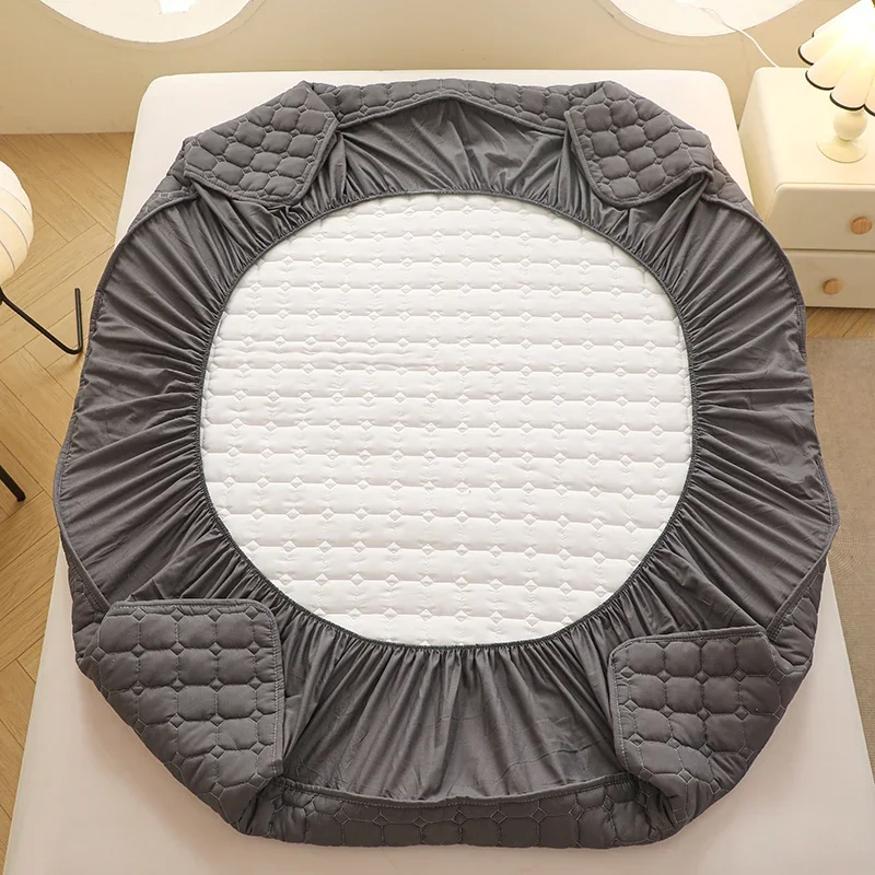 WASART Thicken quilted mattress protector cover solid embroidery luxury double bed elastic fitted sheet style bed protection pad