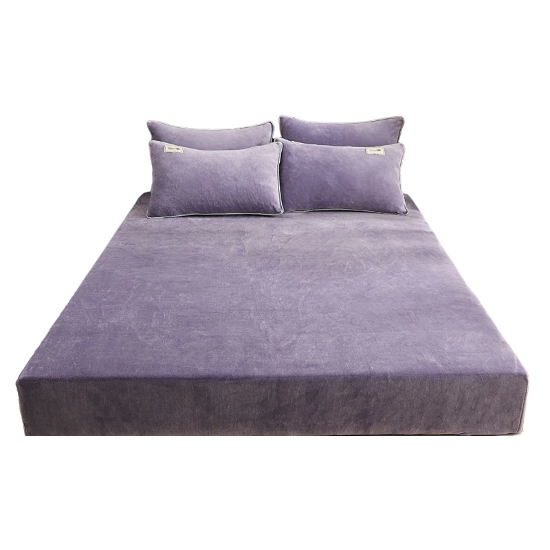 WASART Winter warm coral fleece fitted sheet elastic mattress protector cover couple 2 people luxury double bed bedsheet 150/180