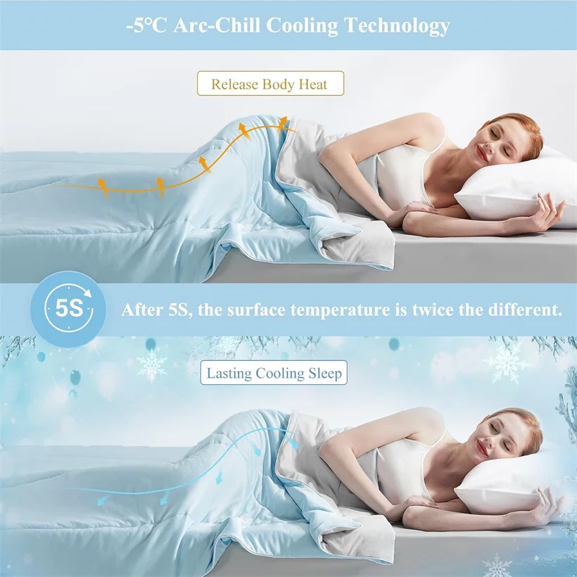 Air Condition Cooling Comforter Solid Color Cooling Blankets for Hot Sleepers Breathable Soft Lightweight Summer Quilt Smooth