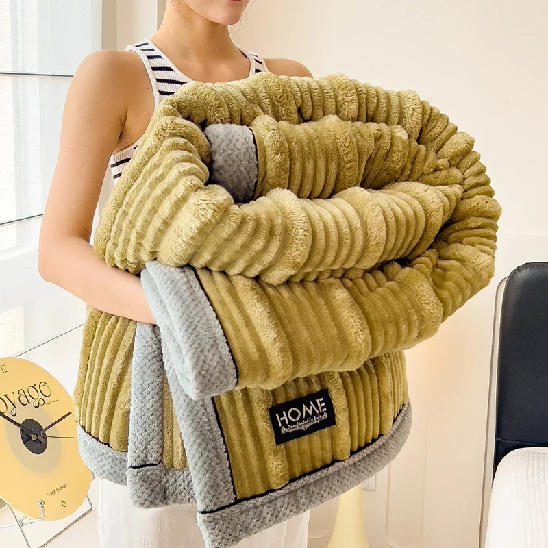 WASART New artificial rabbit plush warm blanket for beds autumn winter fluffy coral fleece sofa throw blanket thicken bed sheet