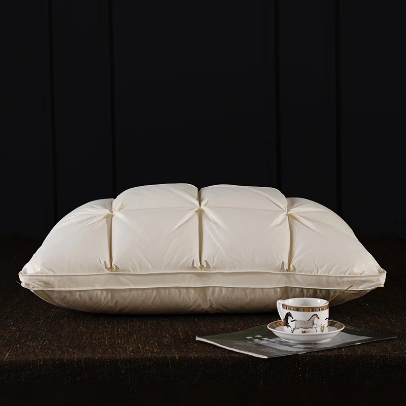 Luxury 3D Bread White Goose Down Feather Pillows for Sleeping Body Neck Protection Bed Pillows Soft Comfort 100% Cotton Cover