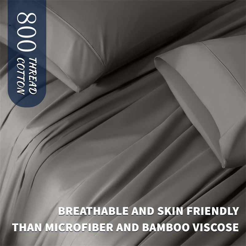 Organic Egyptian Cotton Bedding Set with Duvet Cover Bed Sheet Pillowcase Luxury 800 Thread Count Bedsheet 5-Star Hotel Quality