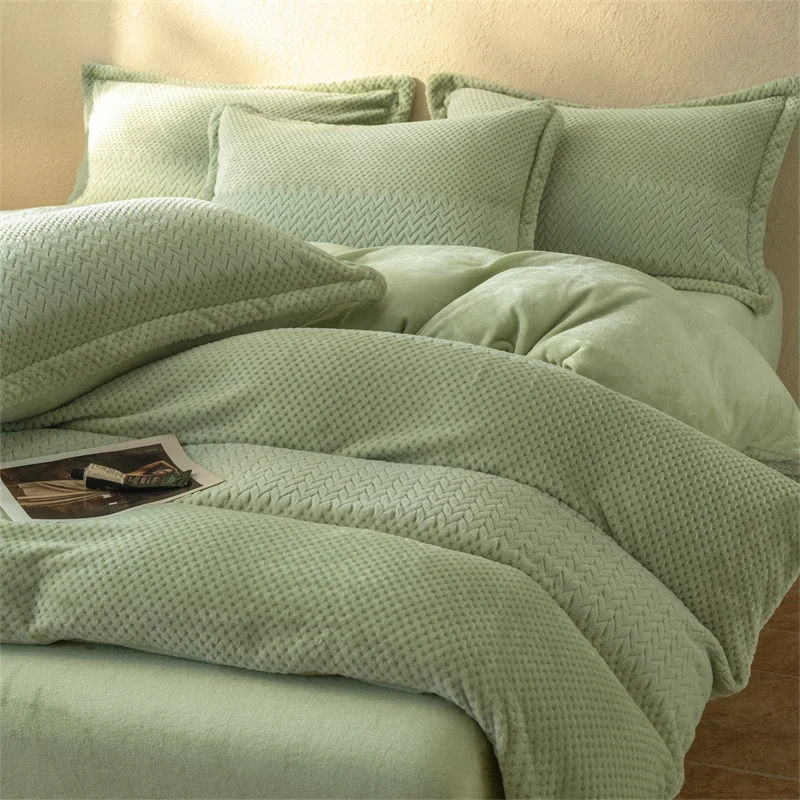 WASART Winter Warm Plush Duvet Cover 220x240 Velvet Fleece Couple Quilt Cover Double Bed Luxury Bedding Set Queen King Size