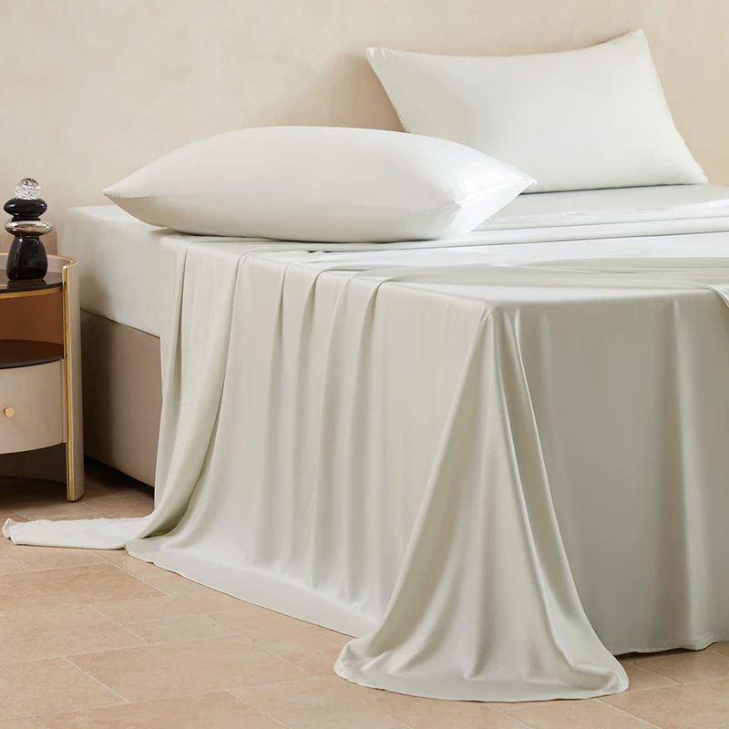 100% Mulberry Silk Bed Sheets Set Luxury Smooth Ultra Soft Bedding Sets with Fitted Sheet Flat Sheet Pillowcase for All Season