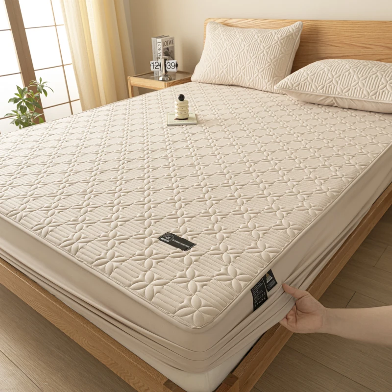 WASART Waterproof Quilted Mattress Protector Cover Elastic Fitted Sheet Style Couple Bed Protection Pad King Size Hypoallergenic