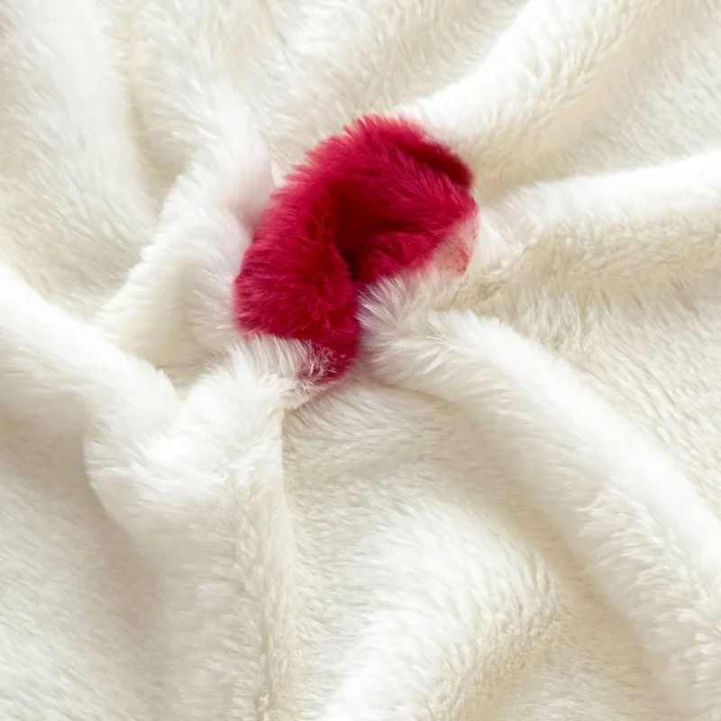 WOSTAR Winter warm plush fitted sheet elastic mattress protector cover red heart printed fluffy coral fleece bed linens 200x220