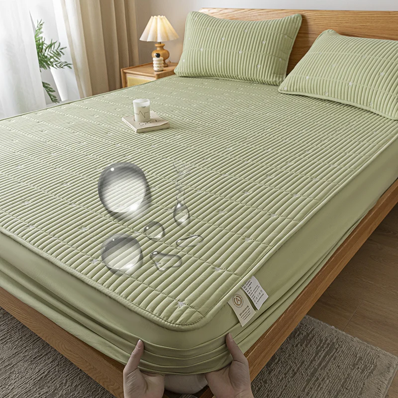 Waterproof Thicken Mattress Pad Protector Embroidered Breathable Fitted Sheet Bed Cover Durable Skin-friendly 140/160/180x200