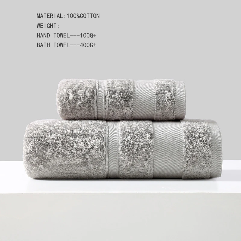 Battilo Cotton Bath Towel Soft Absorbent Face Hand Towels Luxury Hotel Spa Bathroom Towel Solid Beach Towel 2Pcs Bath Towel Set
