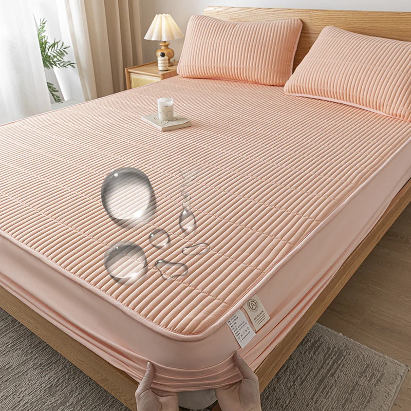 Waterproof Thicken Mattress Pad Protector Embroidered Breathable Fitted Sheet Bed Cover Durable Skin-friendly 140/160/180x200
