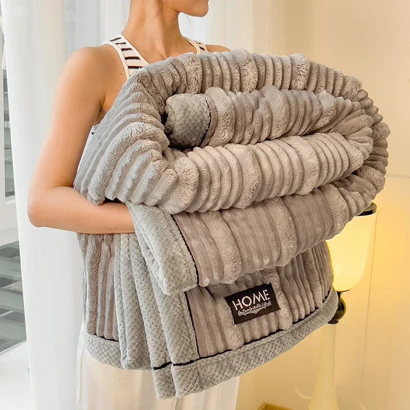 WASART New artificial rabbit plush warm blanket for beds autumn winter fluffy coral fleece sofa throw blanket thicken bed sheet