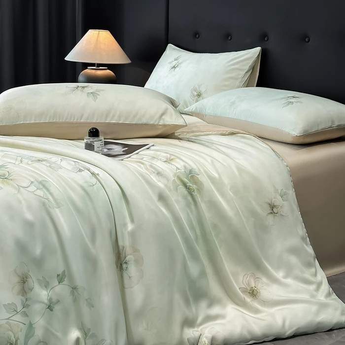 Luxury Organic Bamboo Silky Bed linens Bedding Set Vintage Flat Bed Sheet Double Queen King Duvet Cover Pillowcases Rural Style