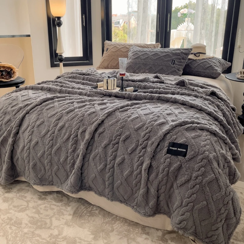 WASART Soft warm yellow flannel plaid blanket autumn winter velvet fleece stitch fluffy thick bed linen sofa throw big bedspread