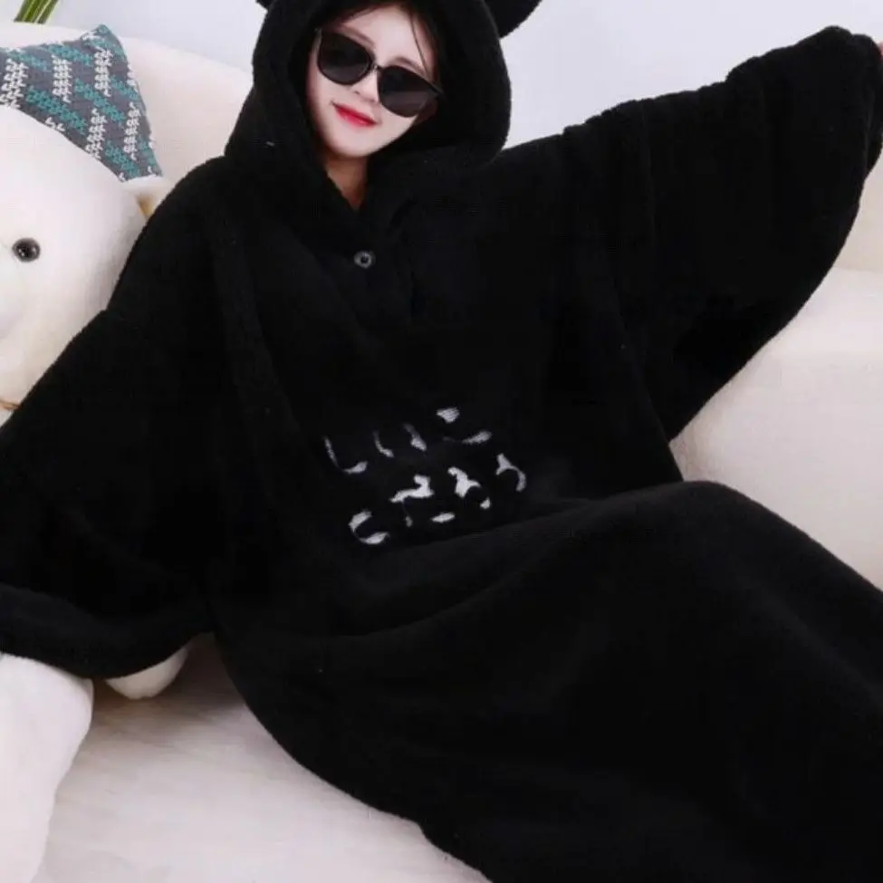 WASART Soft fleece blanket with sleeves hooded wearable blanket winter fluffy plush oversize outdoor warm flannel hoodie blanket