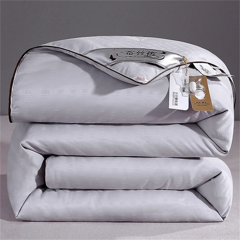 Mulberry Silk Quilt for All Season, 100% Cotton Shell Natural Silk Comforter, Breathable Comfortable Luxury Blanket Quilts Duvet