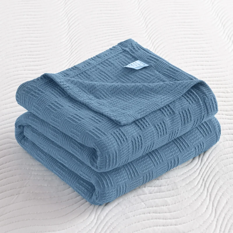 Noridc Knitted Throw Blanket 100% Cotton New Blankets Luxury Bed Sofa Couch Oversized Bedspread Cover Lightweight Plaid Blankets