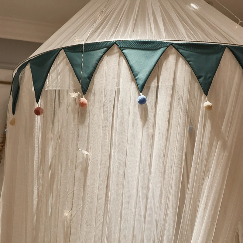 Battilo Bed Canopy Bed Curtain Mosquito Net Anti-mosquito Round Dome Hanging Indoor Castle Play Tent Kid Room Canopy for Big Bed
