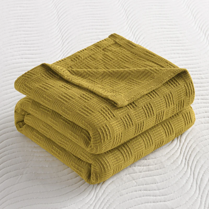 Noridc Knitted Throw Blanket 100% Cotton New Blankets Luxury Bed Sofa Couch Oversized Bedspread Cover Lightweight Plaid Blankets