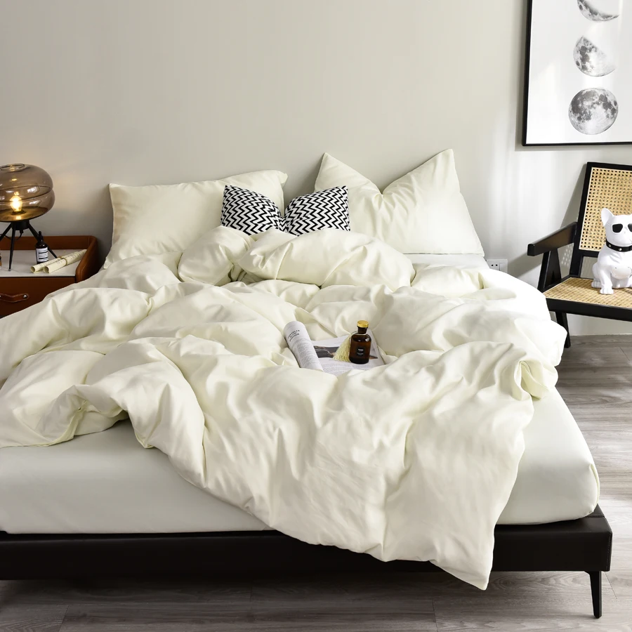 WASART Four Seasons White Bedding Four-Piece Set 220x224 Luxury King Size Home Hotel Duvet Cover Sheet Pillowcase Hypoallergenic