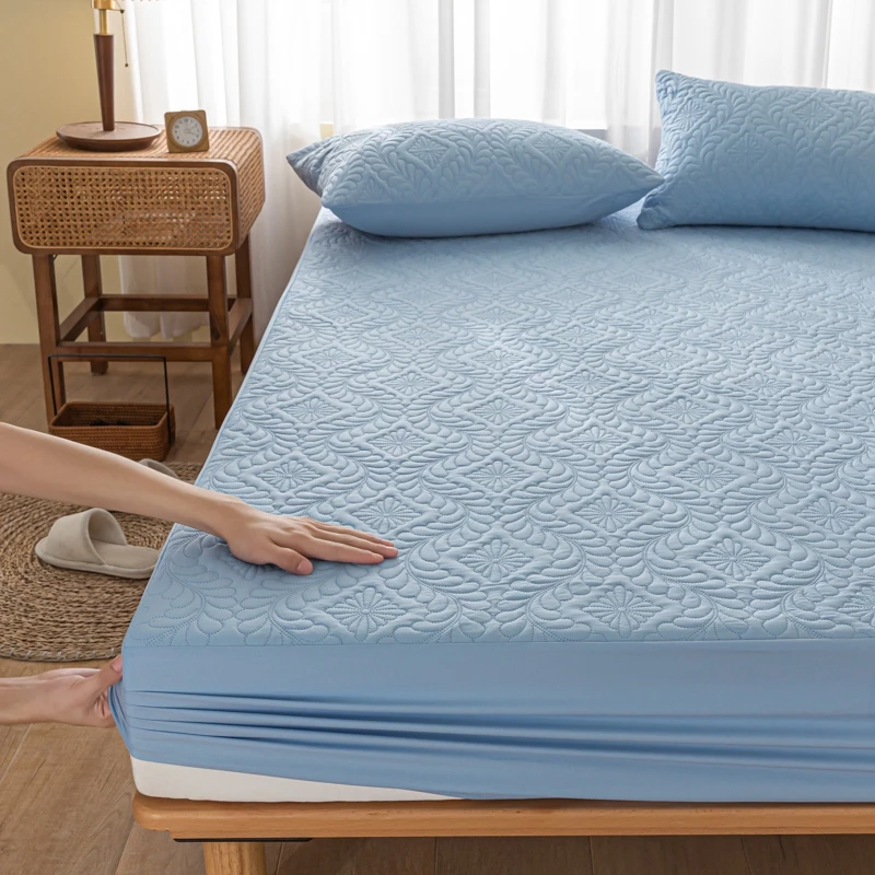 3pcs Set Waterproof Mattress Cover and Pillowcase, 100% Waterproof Mattress Protector, Non-Slip Adjustable Anti-Mite Bedding Set