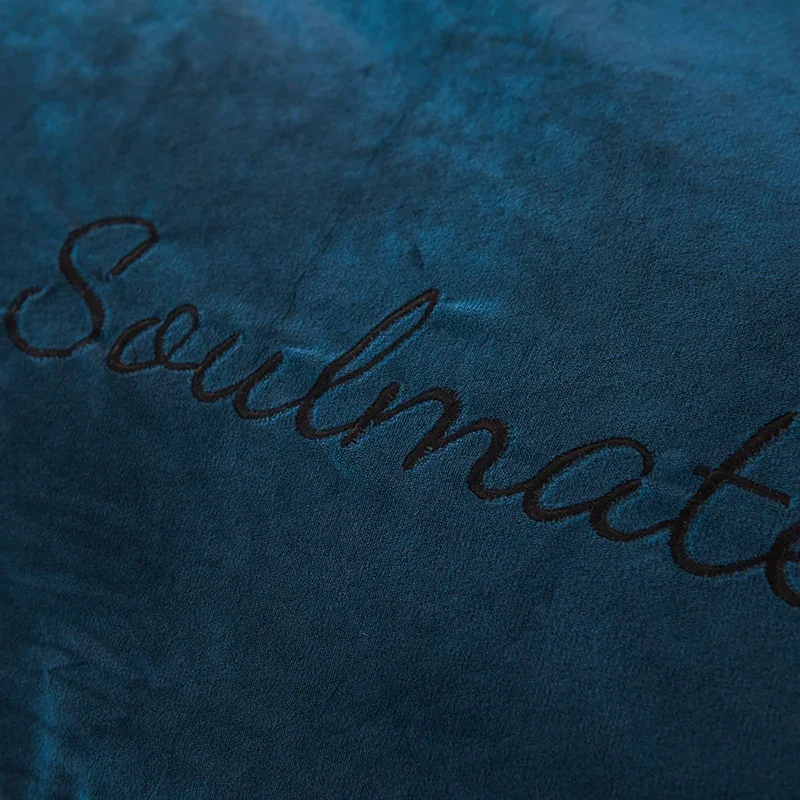 WASART Winter Warm Milk Fleece Duvet Cover 4PC Bedding Set Super King Size 220x240 Solid Embroidery Couple Luxury Home Textiles