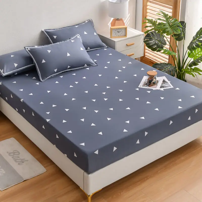 WASART Geometric printed elastic fitted sheet mattress protector cover couple 2 people luxury double bed sheet king size 90/180