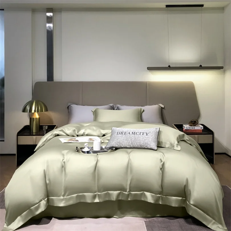 100% Organic Bamboo Bedding Set with Duvet Cover Fitted/Flat Sheet Pillowcase Luxury Silky Bedsheet Bed Linens Queen King Size