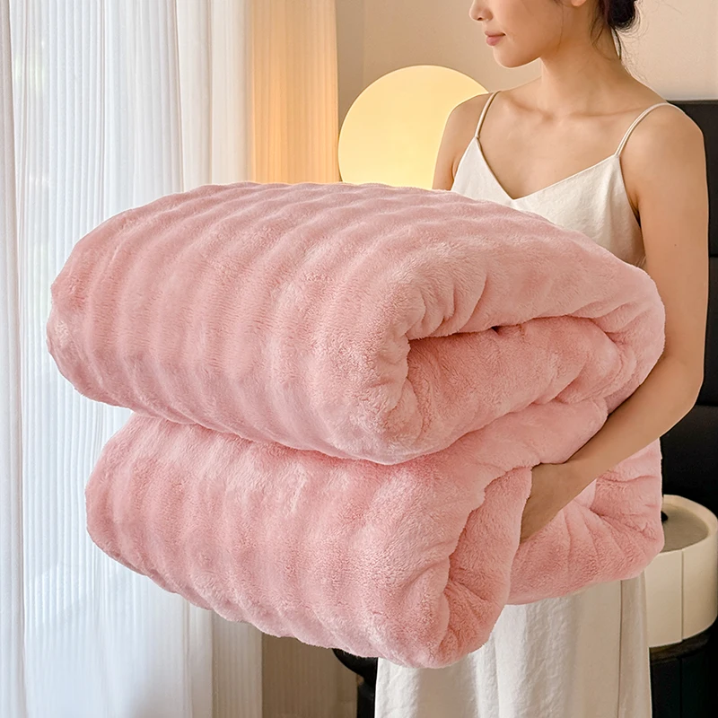 WASART Artificial Rabbit Plush Blanket Fluffy Coral Fleece Sofa Throw Thermal Thick Bed Sheet Warm Autumn Winter Cozy Bed Cover
