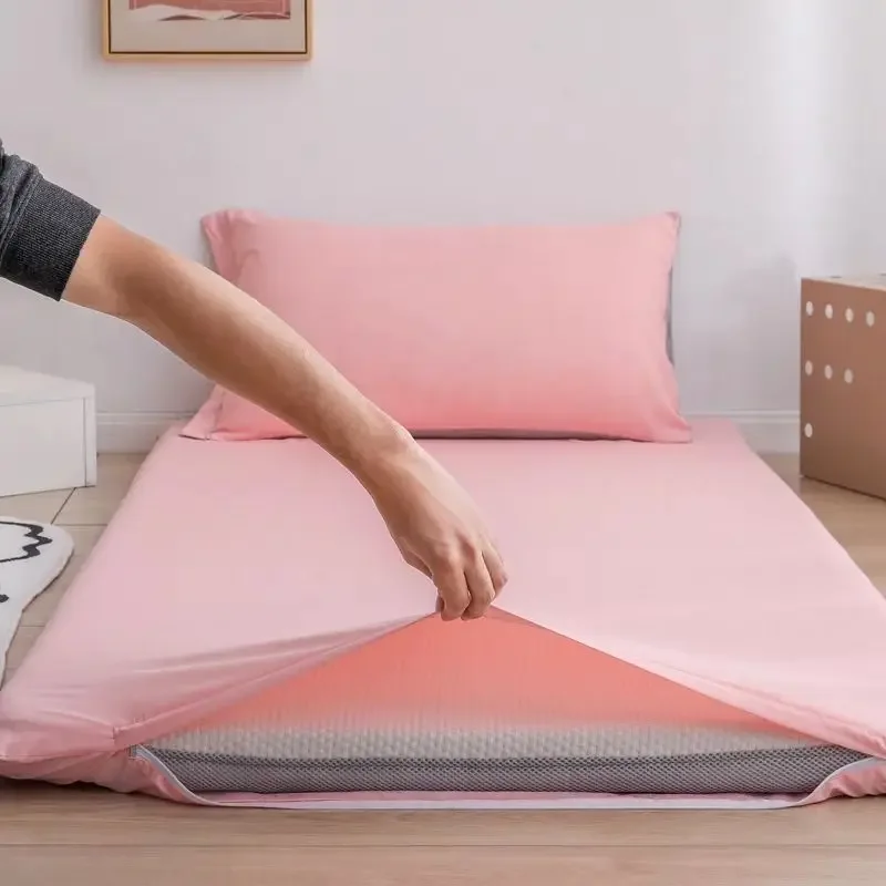 WASART 360° fully enclosed with zipper mattress protector cover couple/student single double bed sheet protection pad 90/150cm
