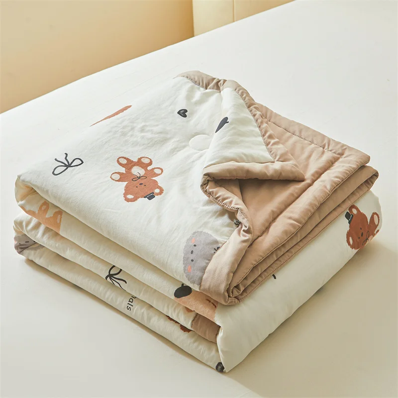 100% Cotton Inside and Outside Summer Quilt Lightweight Ultra Soft Thin Quilt Air Conditioning Quilts Pure Cotton Blanket Ins