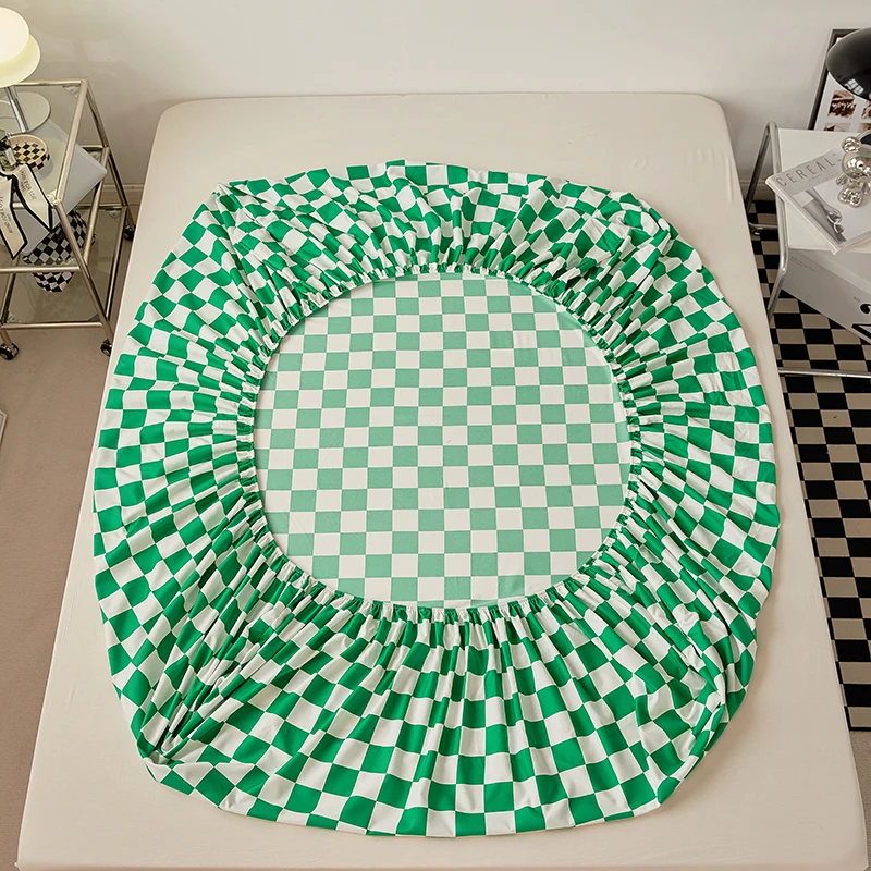 Nordic Bedspreads 100% Cotton Mattress Cover All-around Elastic Band Fitted Bed Sheet for Queen King Double Single Bed Easy Care