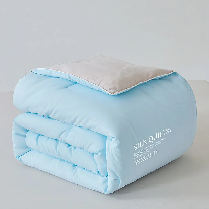 Mulberry Silk Quilt with 100% Silk Filling Temperature Control Comforter Reversible Bed Blanket Luxury Soft Quilts Cotton Cover