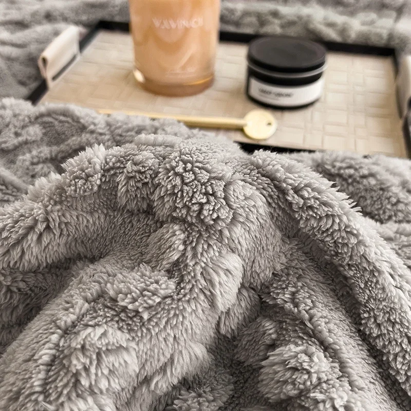 WASART Warm plush jacquard blanket for beds autumn winter fluffy coral fleece sofa throw blanket extra large thicken bed sheet