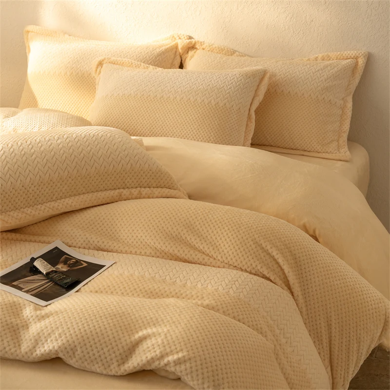 WASART Winter Warm Plush Duvet Cover 220x240 Velvet Fleece Couple Quilt Cover Double Bed Luxury Bedding Set Queen King Size