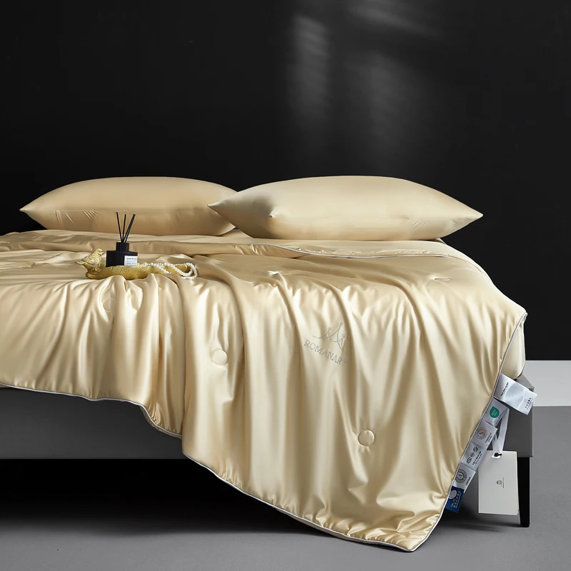 Pure Mulberry Silk Comforter for All Season, 100% Natural Long Strand Silk Filled Duvet, Lightweight Summer Quilt/Blanket/Duvets