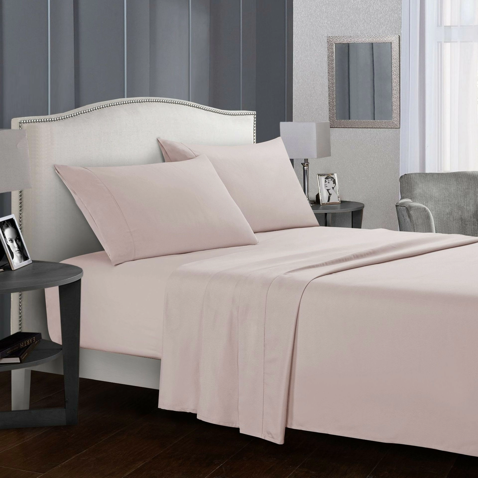 Battilo Bed Sheet Set Solid Luxury Super Soft Comfortable 4-Piece Bedding Set with Pillows Case For Twin/Full/Queen/King