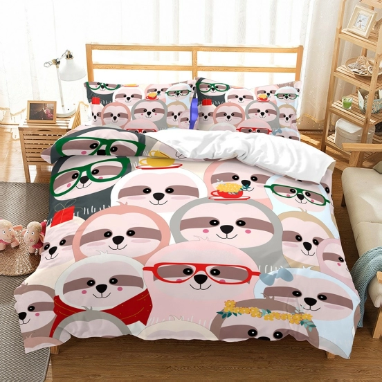 Printed Sloth Home Comforter Cover Bedding Sets Panda 140x200 cm Microfiber Duver Cover with Pillowcases Ropa De Cama