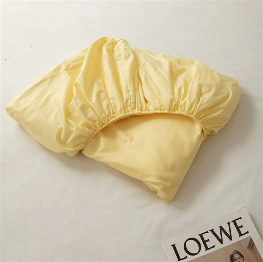 Cotton Mattress Cover with Elastic Rubber Band Soft Comfort Fitted Bed Sheet Ins Style Plain Color Bedsheet Adjustable Bed Cover